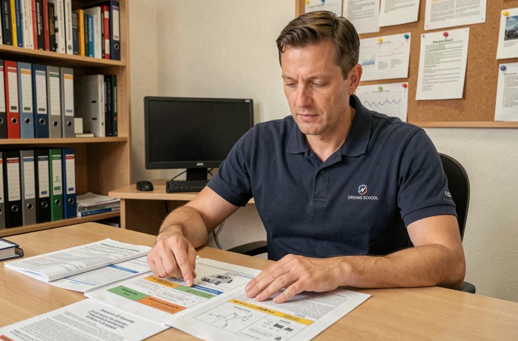 Moniteur d'auto-école expliquant les conditions réglementaires du BSR pour conduire une voiture sans permis