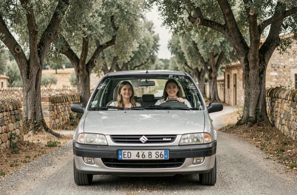 Élève détendue au volant lors d'une leçon de conduite Zen Conduite à Roquebrune-sur-Argens